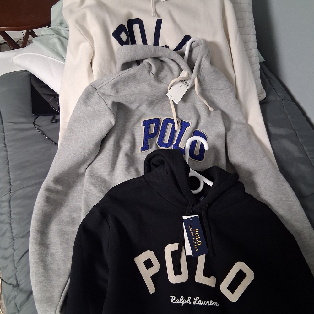 Polo by Ralph Lauren Men's 3 Pk Bundle Hoodies- Black, Gray, Cream Save $200